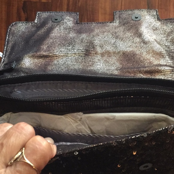 Vera Wang sequin clutch black new - Picture 5 of 5